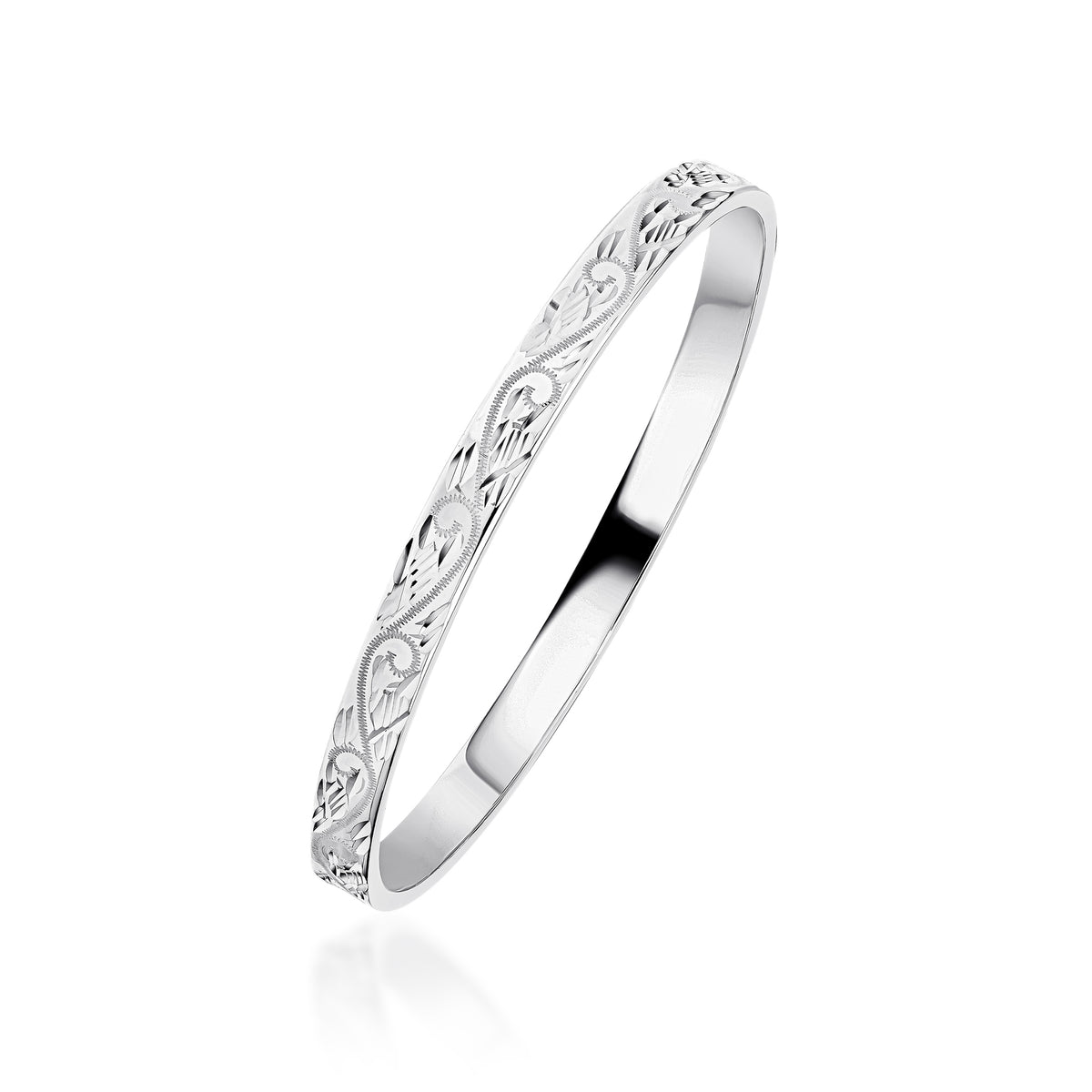 Silver 6mm Engraved Court Comfort Fit 70mm