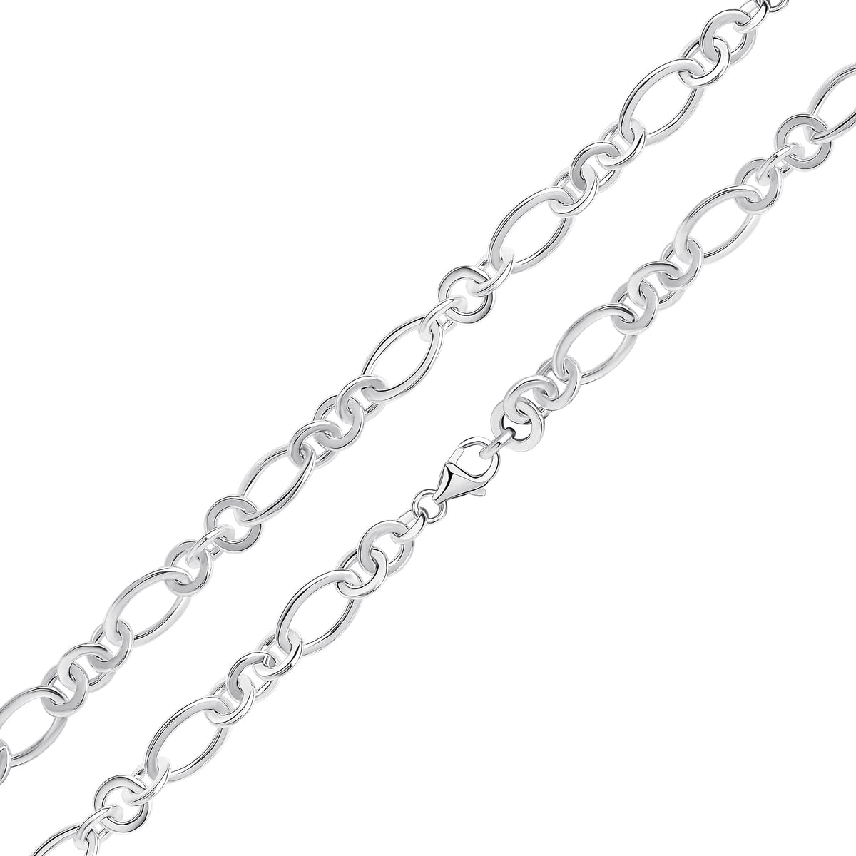 Silver Flat Oval/Round Figaro 7.5"