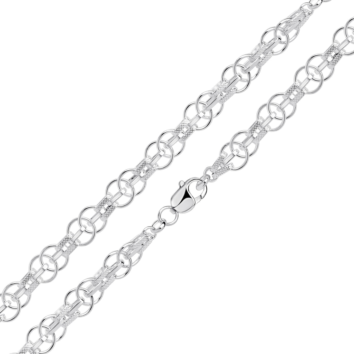 Silver Polished and Textured Multi Link Bracelet 7.5"