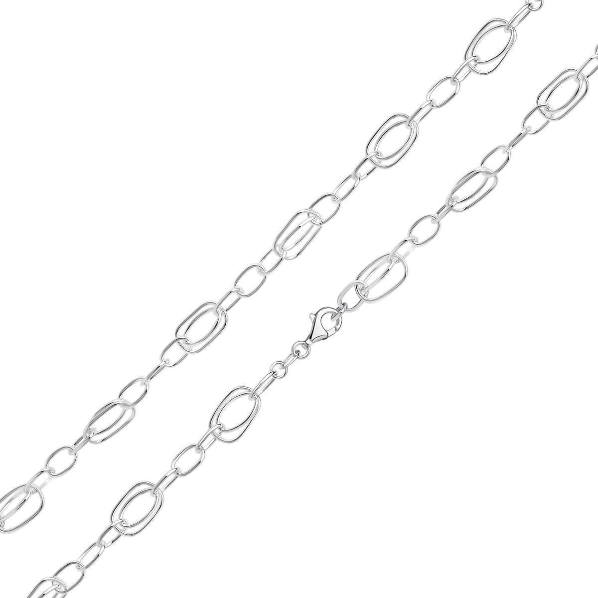 Silver Fancy Multi Link Square Bracelet 7.5"