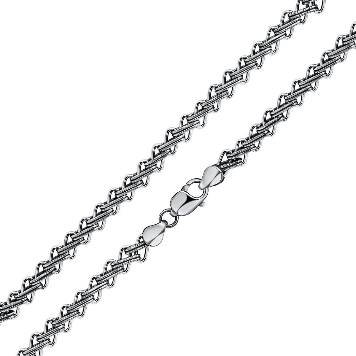 Silver Textured Antique Finish Herringbone Style 7.5"