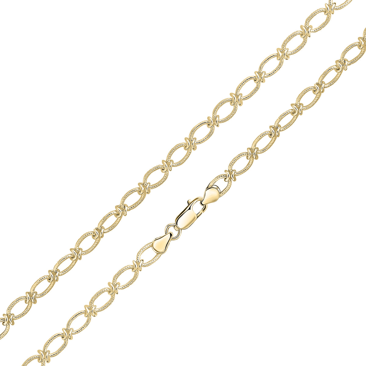 18ct Vermeil 6.5mm Textured Oval Knot 7.5"