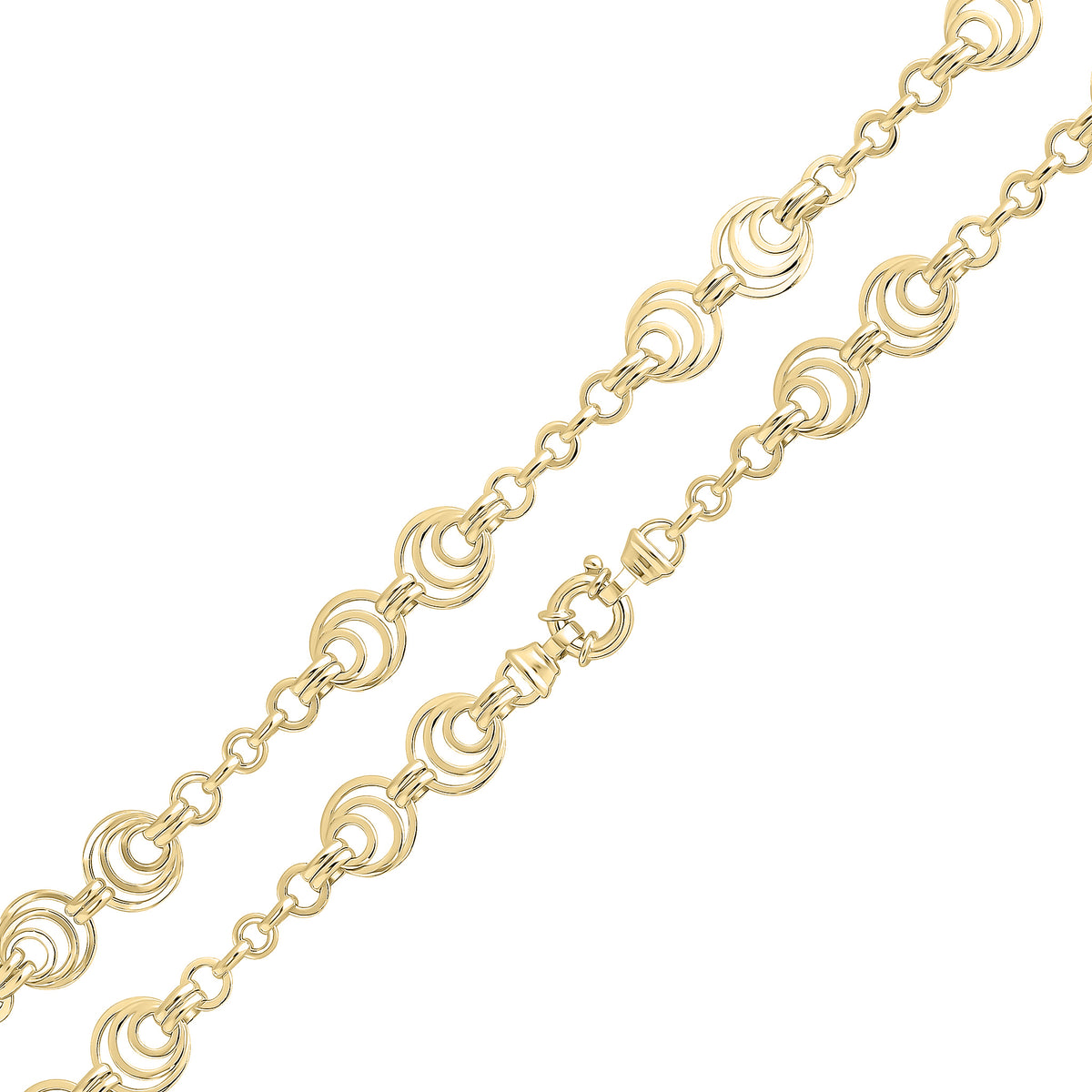 18ct Vermeil 14.5mm Circles 7.5" Bolt Ring