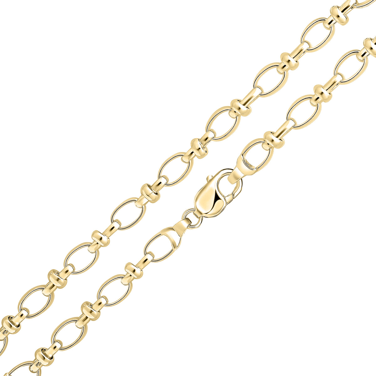18ct Vermeil 8.5mm Oval Pinch Bar 7.5"
