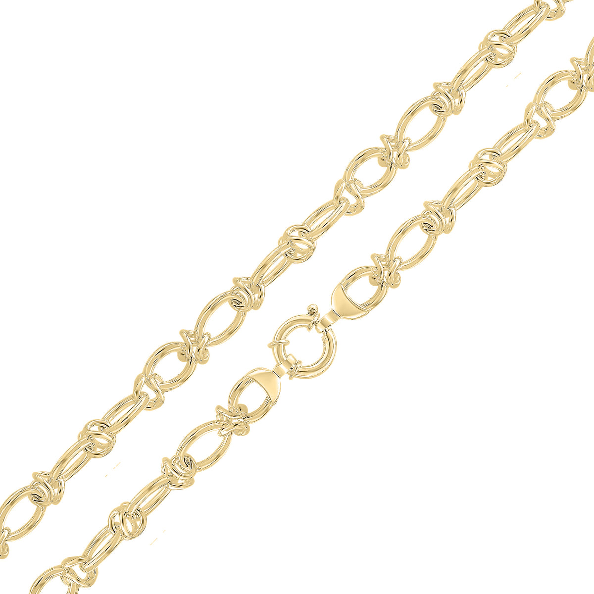 18ct Vermeil 12mm Oval Knot 7.5" Bolt Ring