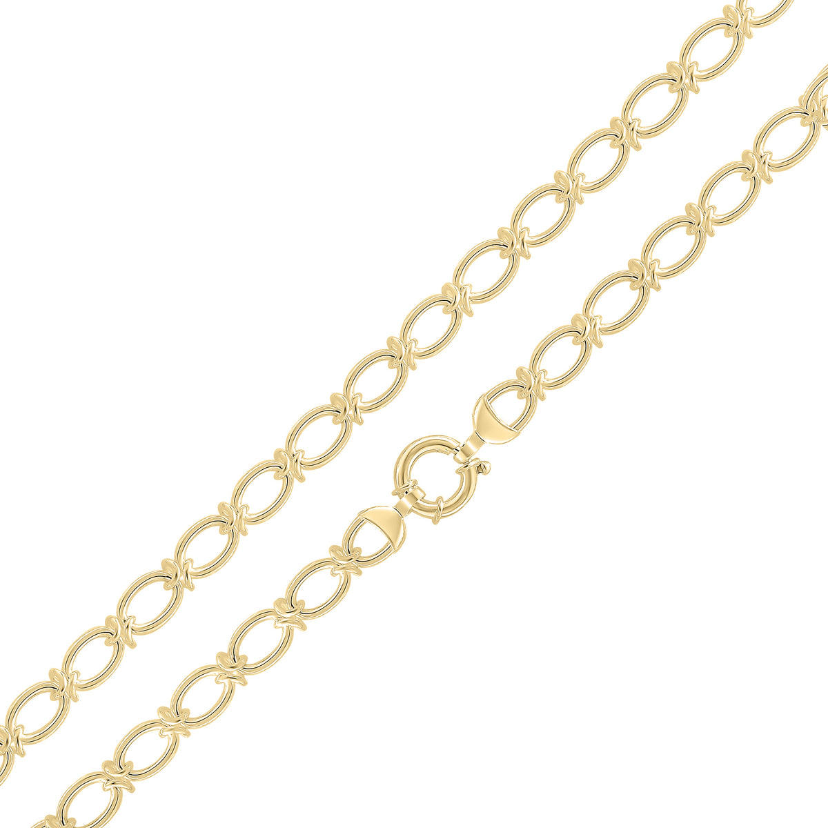 18ct Vermeil 10mm Oval Knot 7.5" Bolt Ring