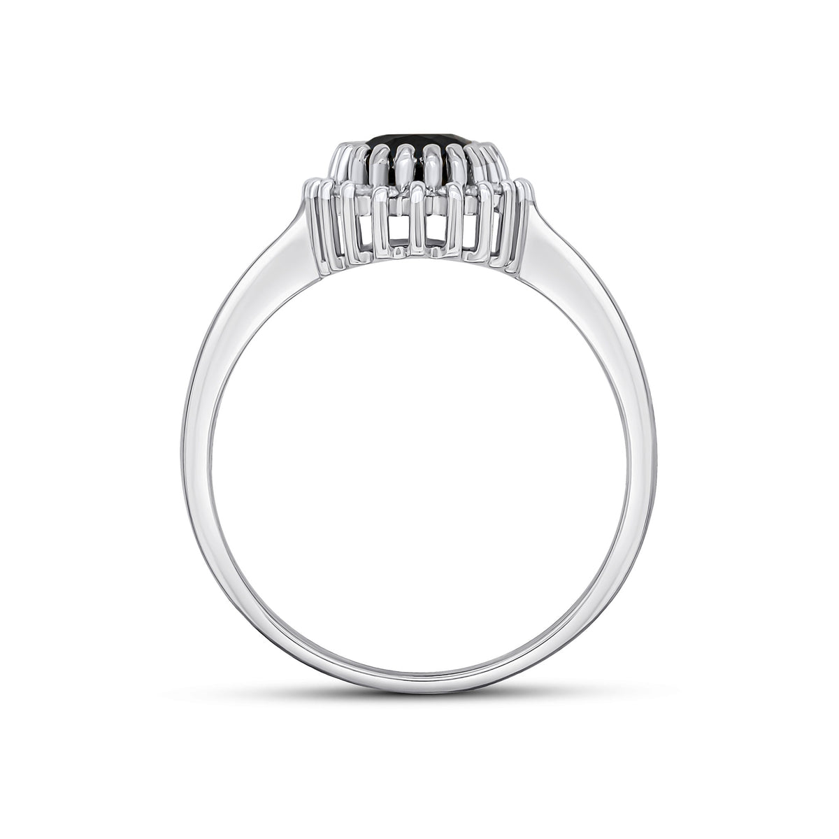 9CT WG 8X6 OVAL SAPPHIRE & DIAMOND CLAW SET CLUSTER RING