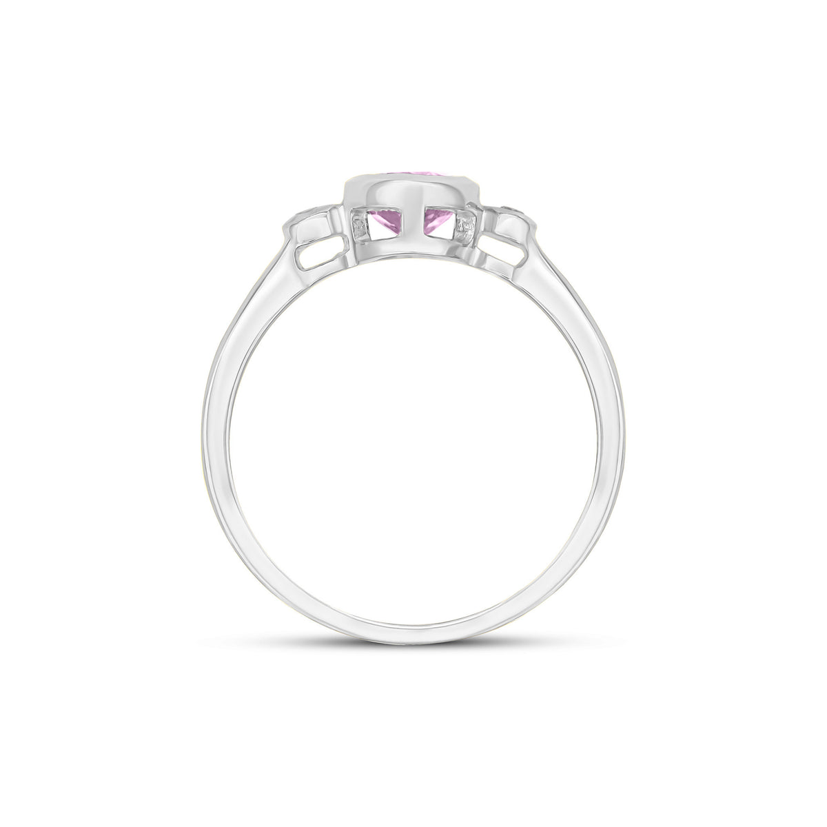 9CT WG 7X5 OVAL PINK TOURMALINE AND ROUND DIAMOND 3ST RUBOVER RING