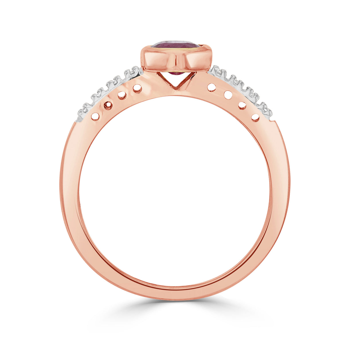 9CT RG RUBOVER 7X5 OVAL RUBY SINGLE STONE RING WITH CLAW SET DIAMOND SHOULDERS. RHODIUM TO DIAMONDS