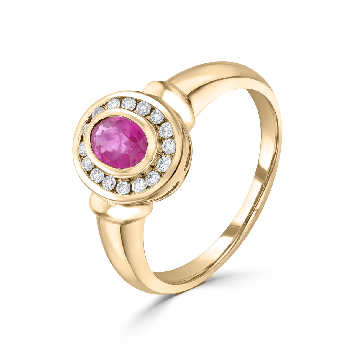 9YG.OVAL RUBY & DIA CLUST
