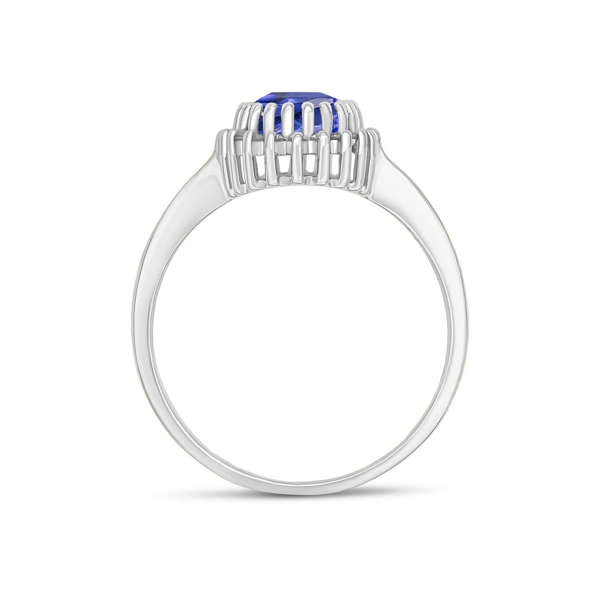 9CT WG 7X5MM PEARSHAPE TANZANITE & DIAMOND CLAW SET CLUSTER RING