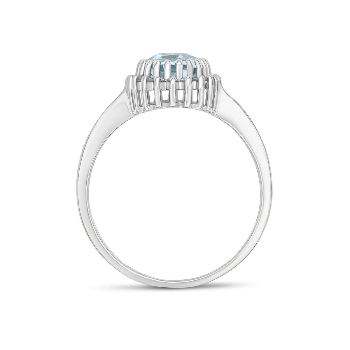 9CT WG 7X5MM PEARSHAPE AQUA & DIAMOND CLAW SET CLUSTER RING