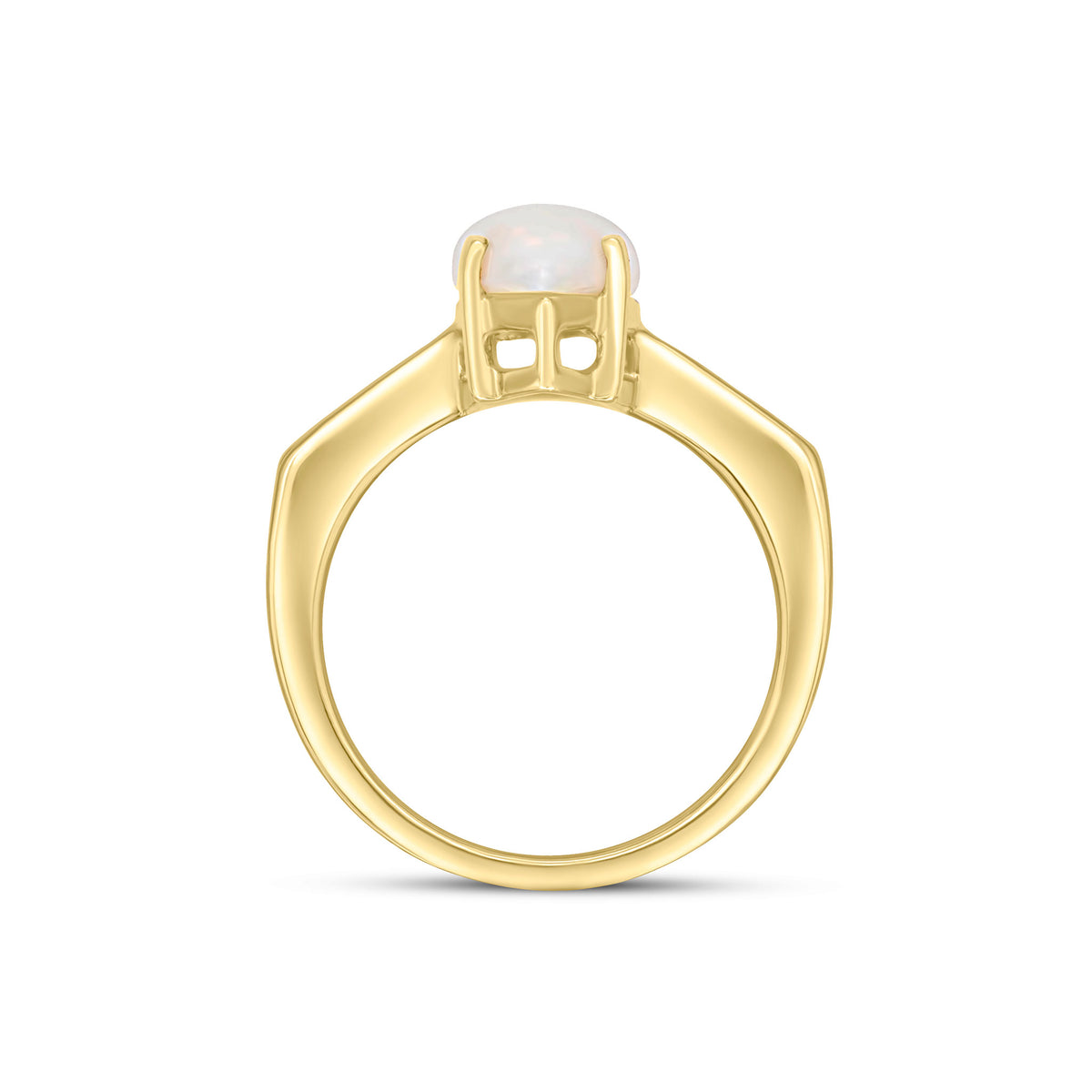 9CT YG 15X7 MARQUISE OPAL SINGLE STONE RING WITH CHANNEL SET DIAMOND SHOULDERS