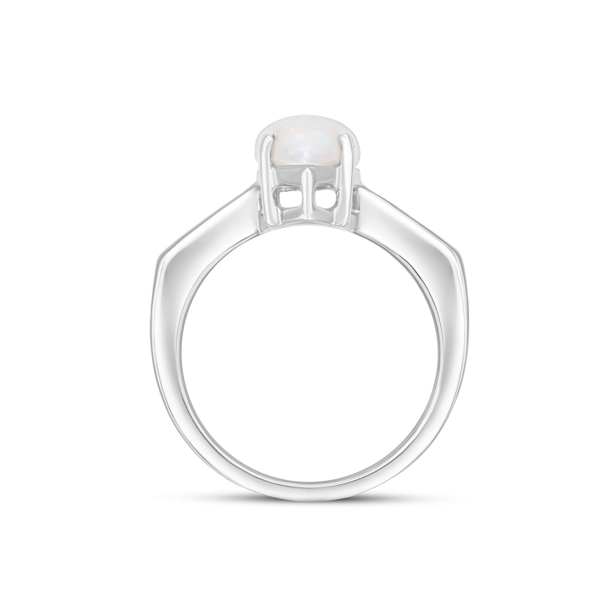 9CT WG 15X7 MARQUISE OPAL SINGLE STONE RING WITH CHANNEL SET DIAMOND SHOULDERS