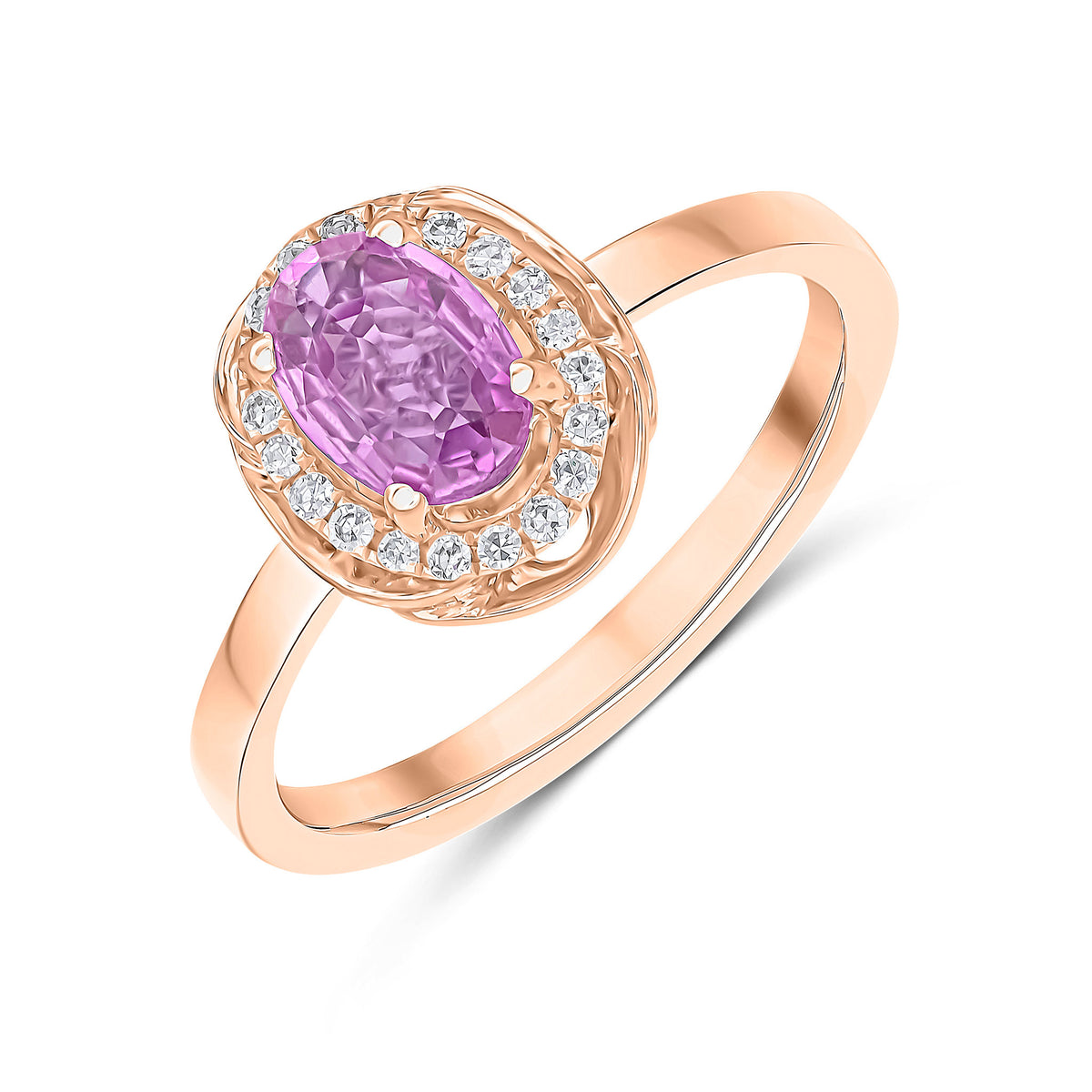 9CT ROSE GOLD PINK SAPPHIRE & DIAMOND FANCY CLUSTER RING