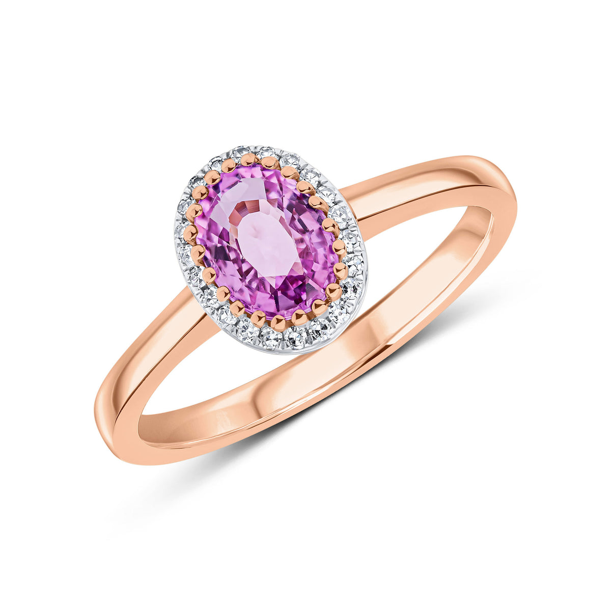9RG 6X4 PINK SAPPHIRE & DIAMOND CLUSTER RING
