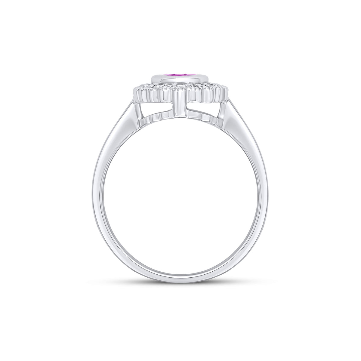 9CT WG RUBOVER OVAL PINK SAPPHIRE AND MILLEGRAIN ROUND DIAMOND CLUSTER RING * STONE SHORTAGE SO CAN'T ORDER *