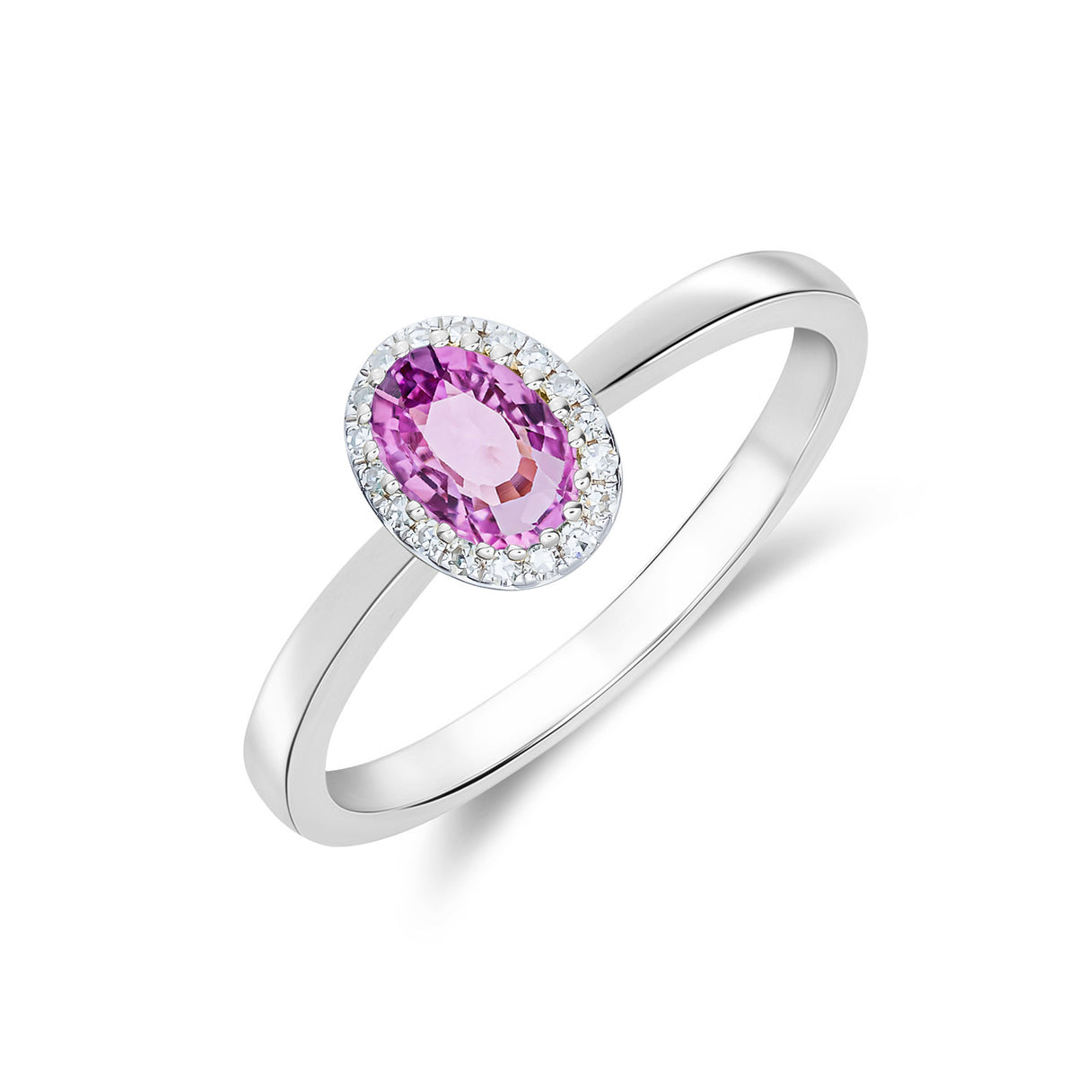9WG 6X4 PINK SAPPHIRE & DIAMOND CLUSTER RING