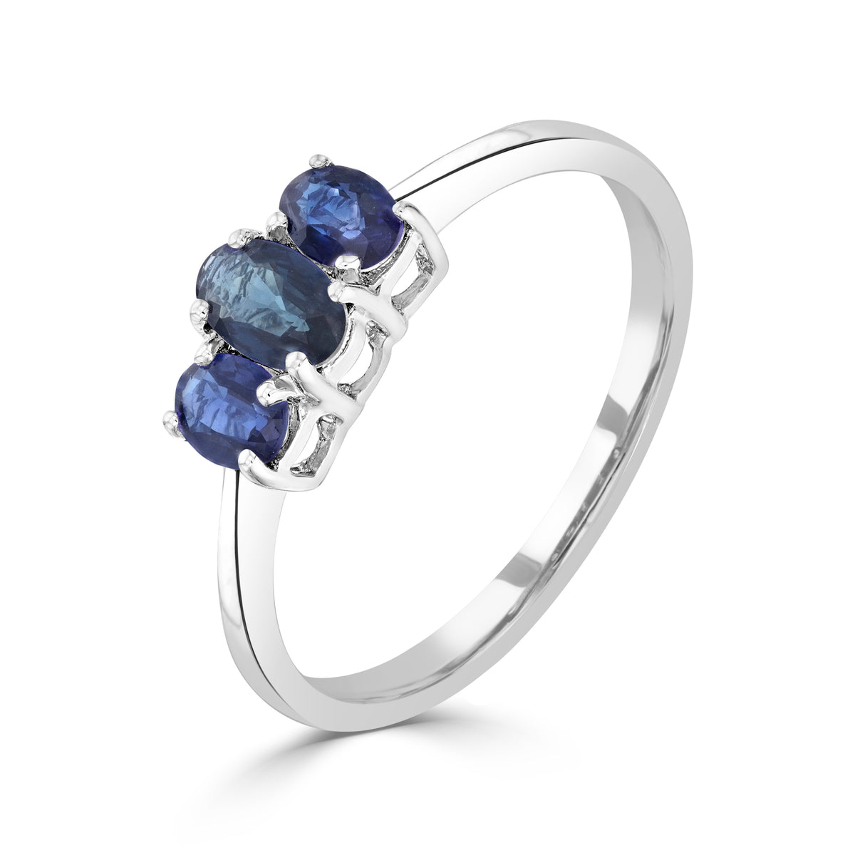 9CT WG OVAL SAPPHIRE 3ST CLAW SET RING