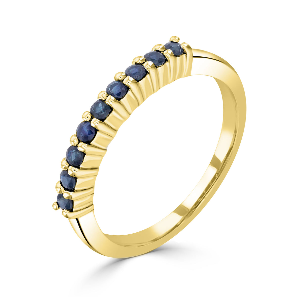 9CT YG ROUND SAPPHIRE CLAW SET 9ST RING