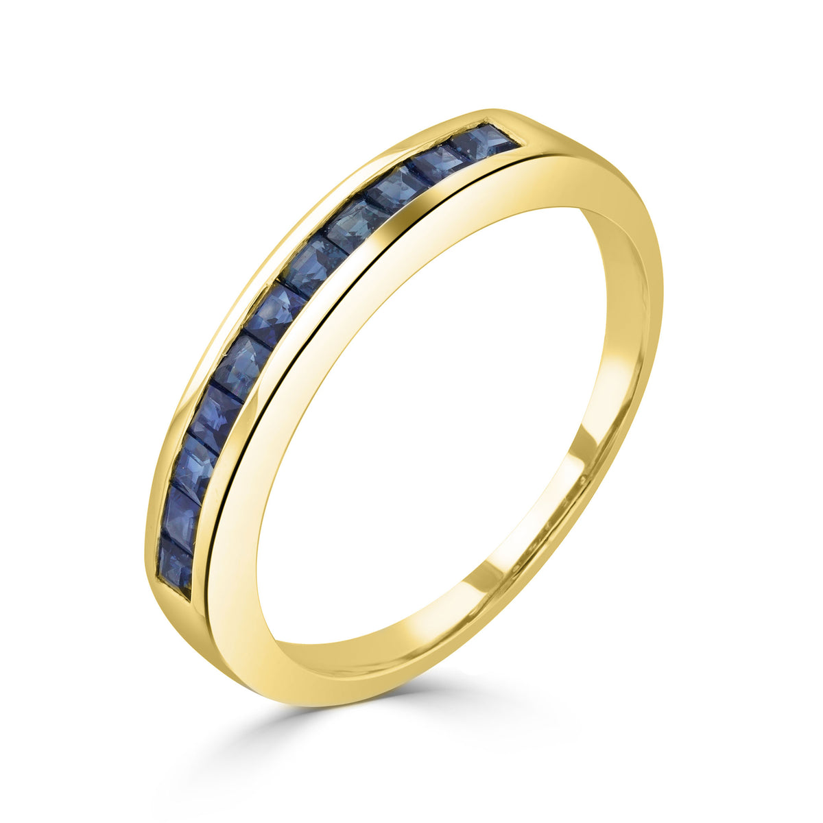 9CT YG SQUARE SAPPHIRE 11ST CHANNEL SET 1/2 ETERNITY RING
