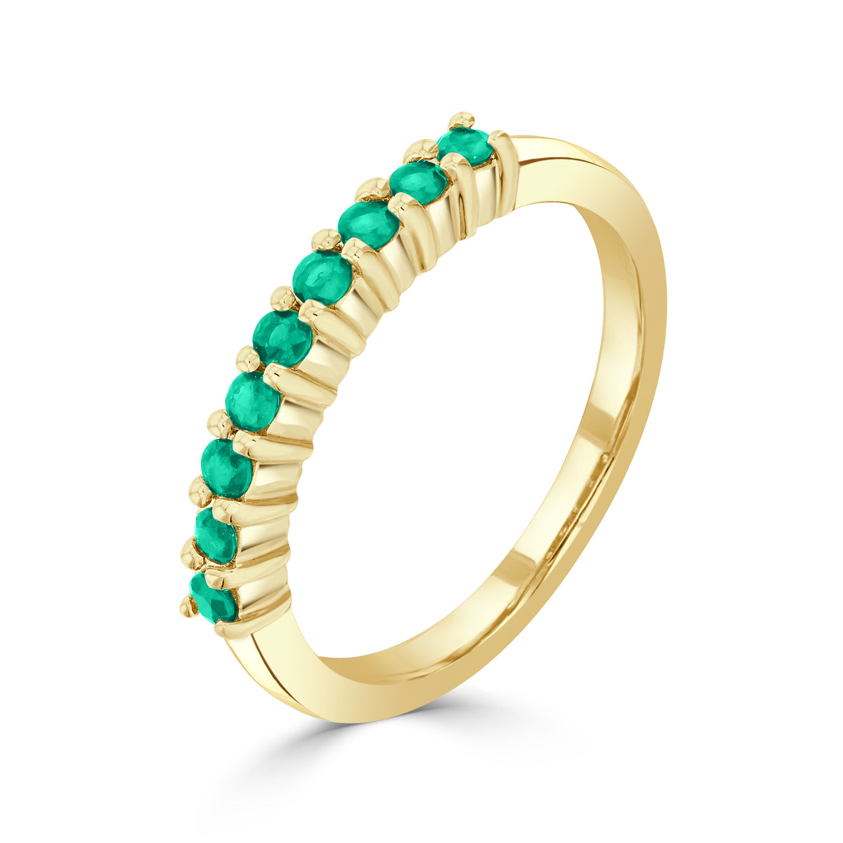 9CT YG ROUND EMERALD CLAW SET 9ST RING