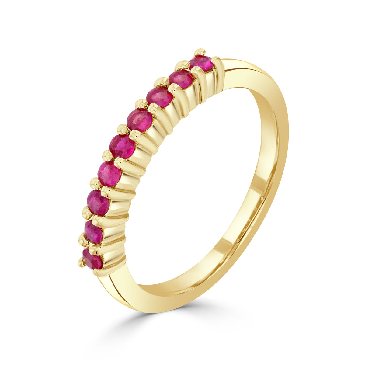 9CT YG ROUND RUBY CLAW SET 9ST RING