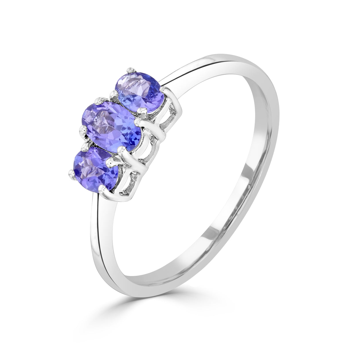 9CT WG OVAL TANZANITE 3ST CLAW SET RING