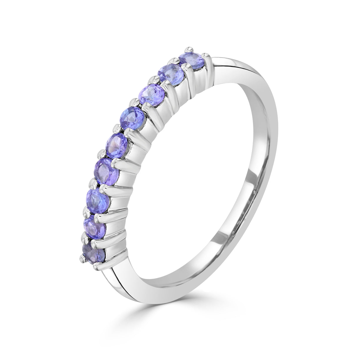 9CT WG ROUND TANZANITE CLAW SET 9ST RING