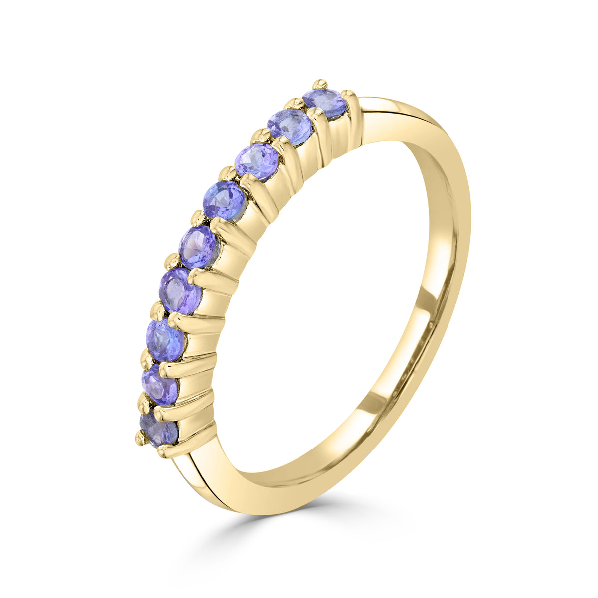 9CT YG ROUND TANZANITE CLAW SET 9ST RING