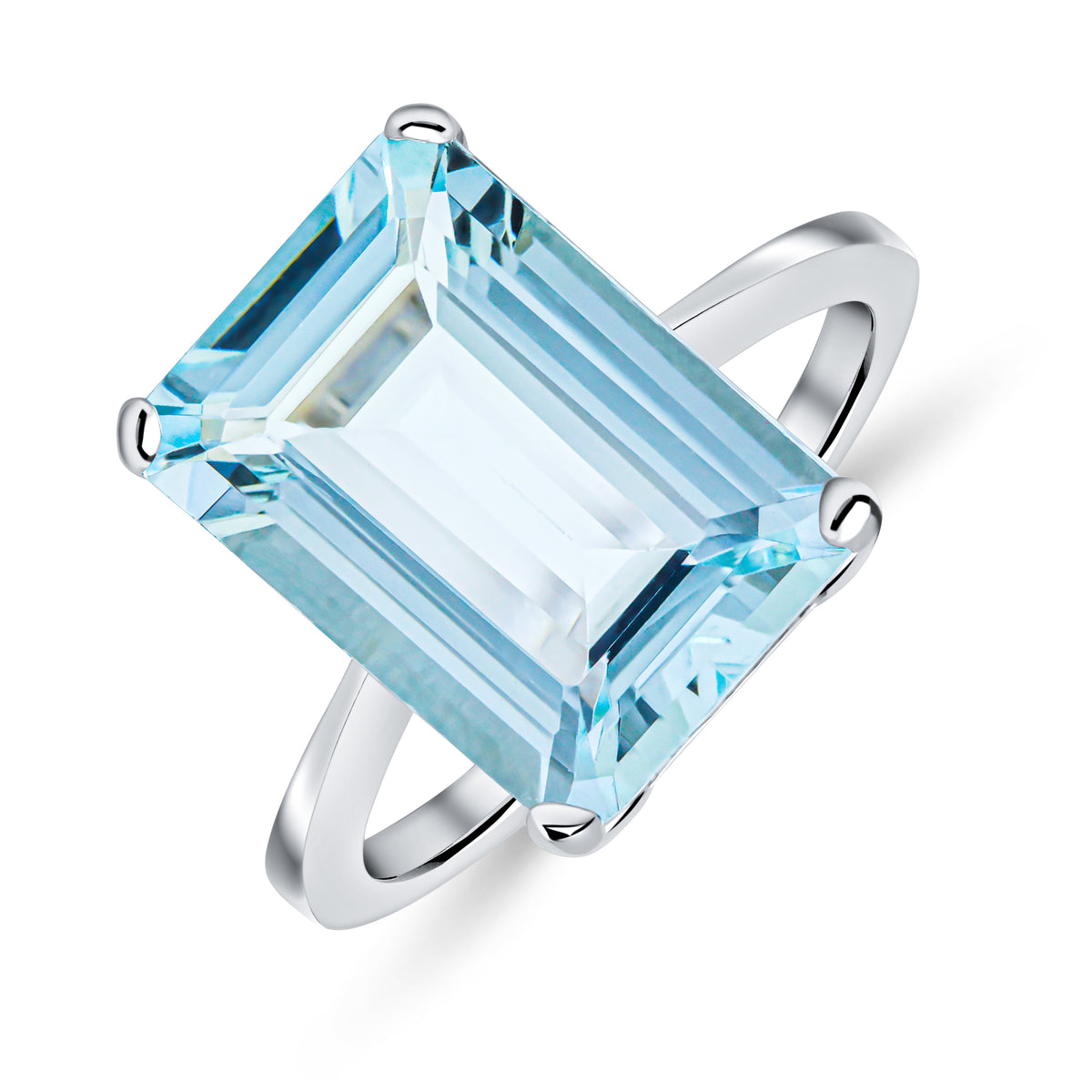 9CT WG 14X10 OCTAGON AQUA CLAW SINGLE STONE RING* currently unavailable to order due to stone sourcing *