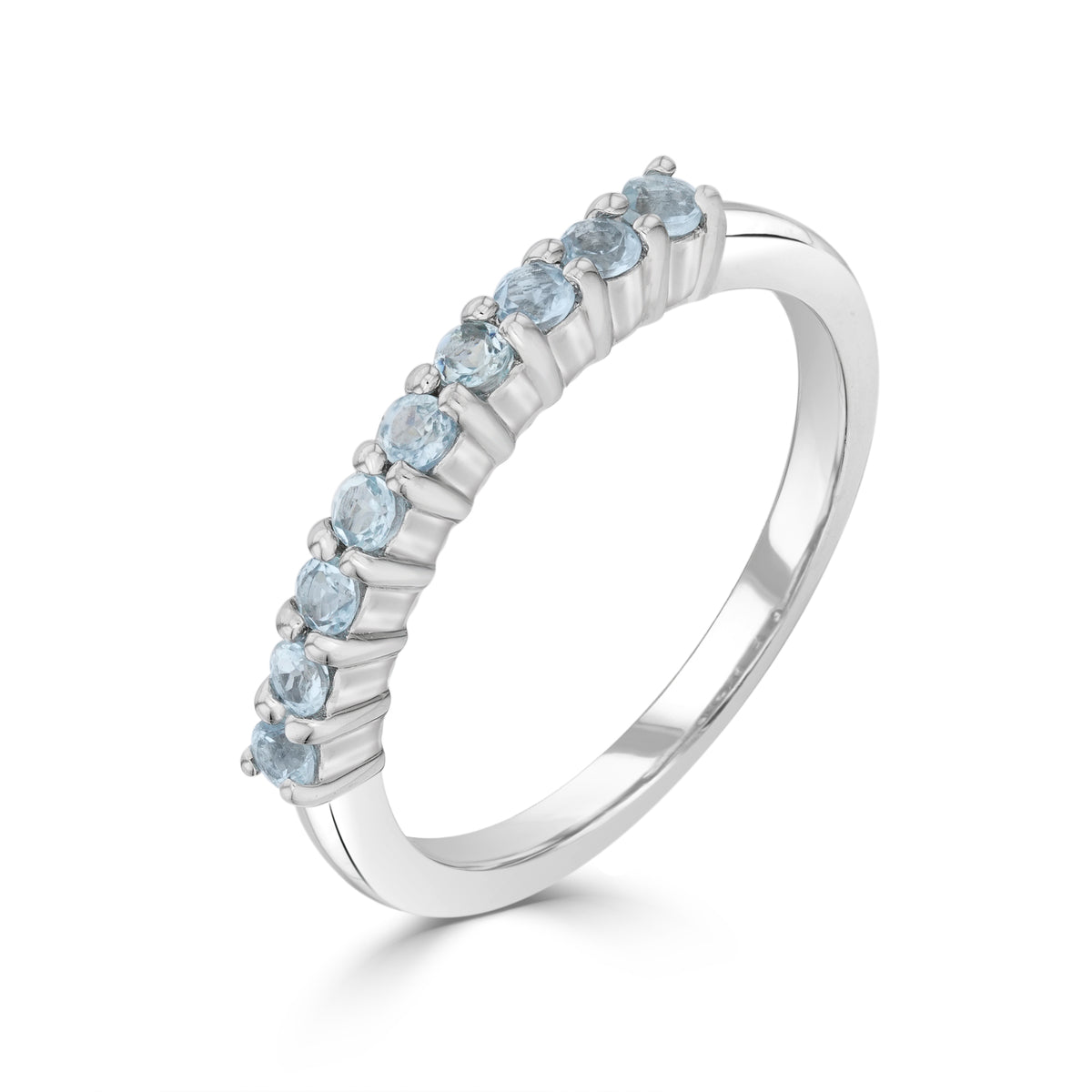 9CT WG ROUND AQUA CLAW SET 9ST RING