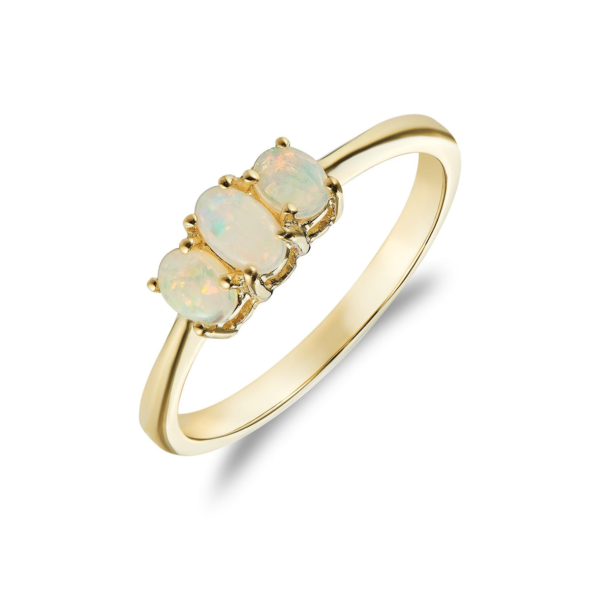 9CT YG OVAL OPAL 3ST CLAW SET RING