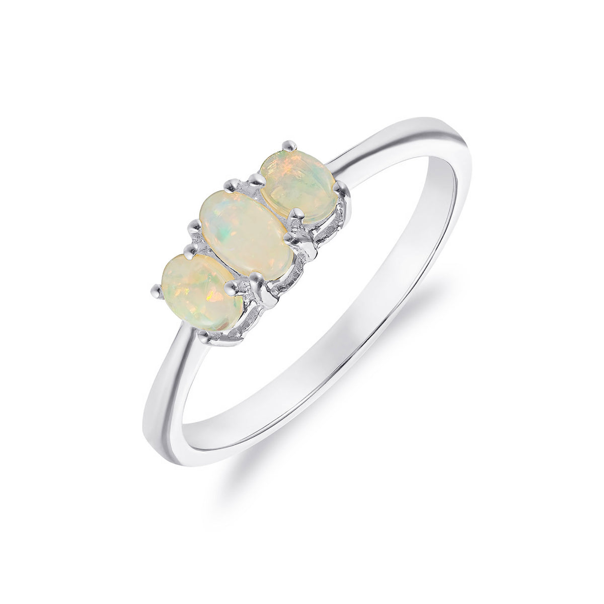 9CT WG OVAL OPAL 3ST CLAW SET RING
