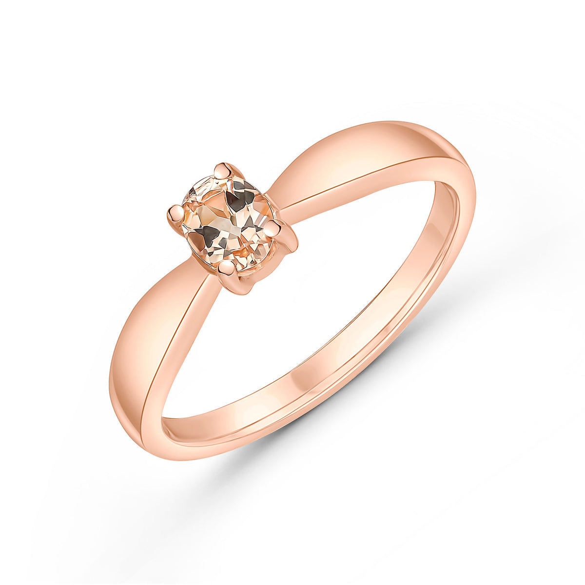 9CT RG 5X4 OVAL MORGANITE SINGLE STONE CLAW SET RING