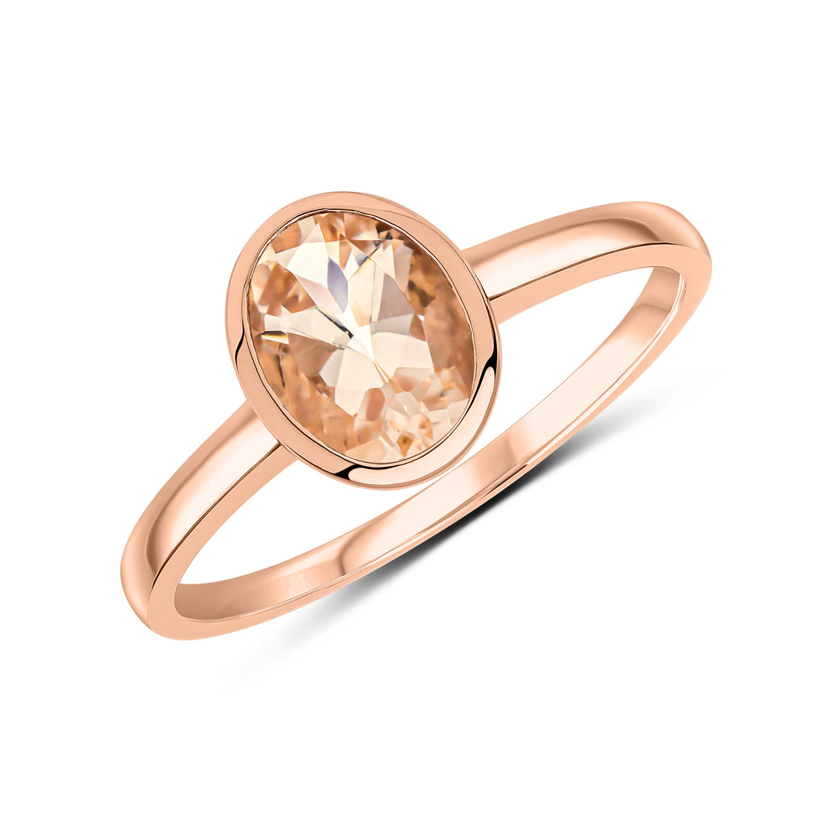 9CT RG 8X6 OVAL MORGANITE SINGLE STONE RUBOVER RING