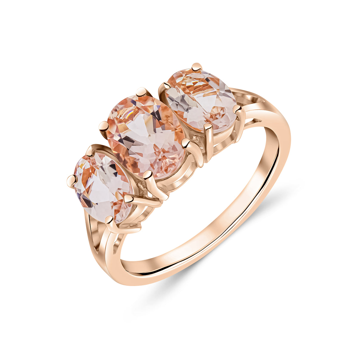 9CT RG OVAL MORGANITE CLAW SET 3ST RING WITH SPLIT SHOULDERS