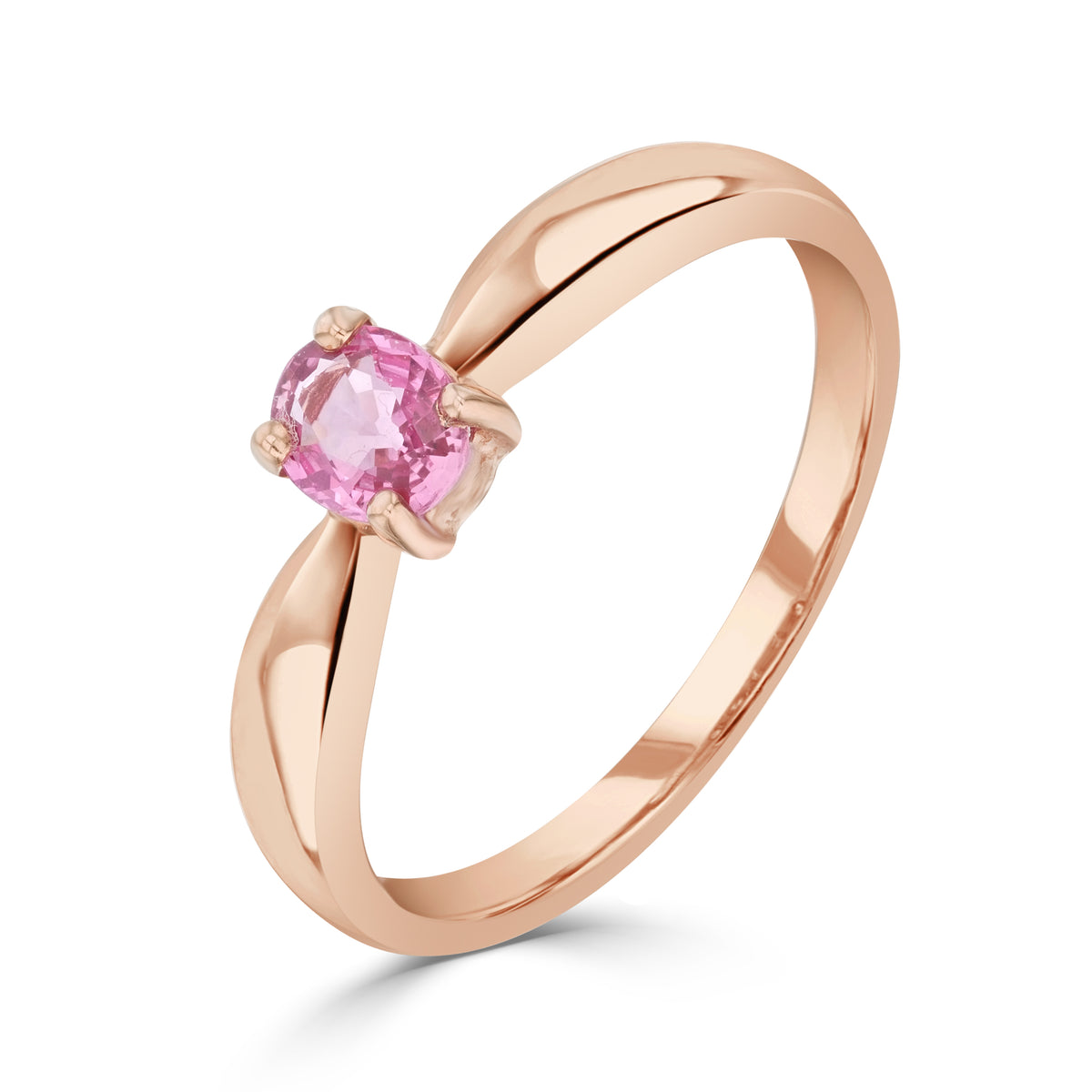 9CT RG 5X4MM OVAL PINK SAPPHIRE 4 CLAW SINGLE STONE RING