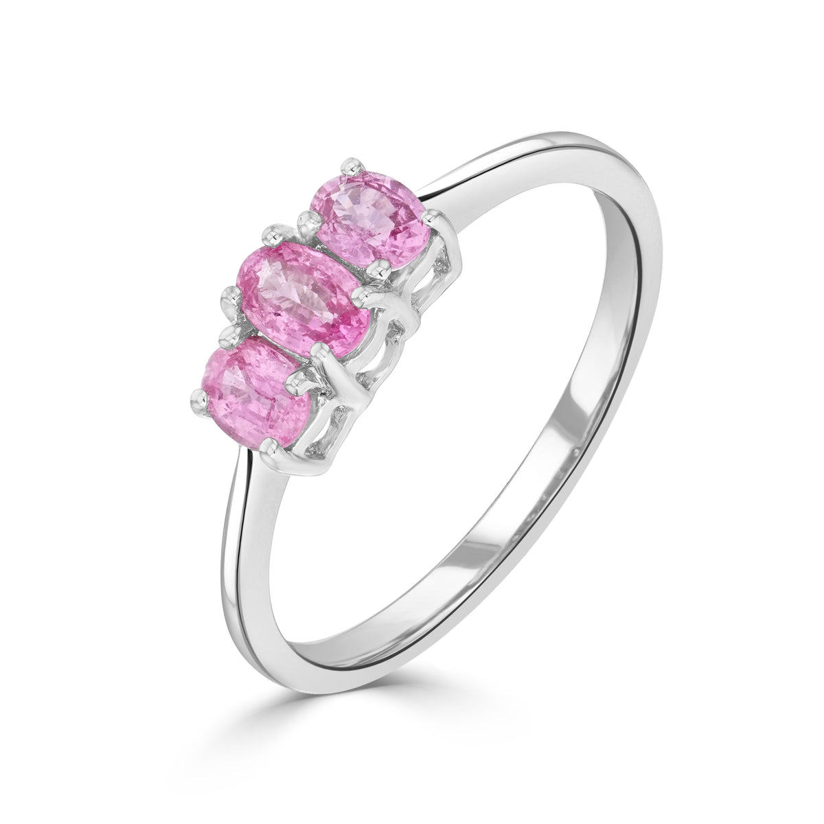 9CT WG OVAL PINK SAPPHIRE 3ST CLAW SET RING