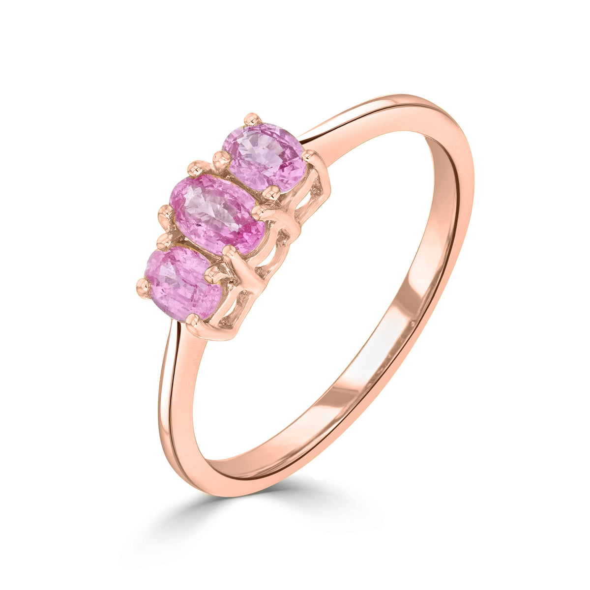 9CT RG OVAL PINK SAPPHIRE 3ST CLAW SET RING