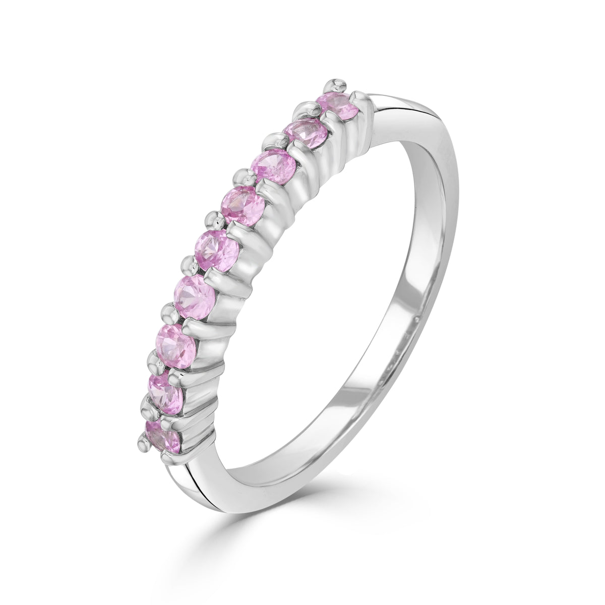 9CT WG ROUND PINK SAPPHIRE CLAW SET 9ST RING