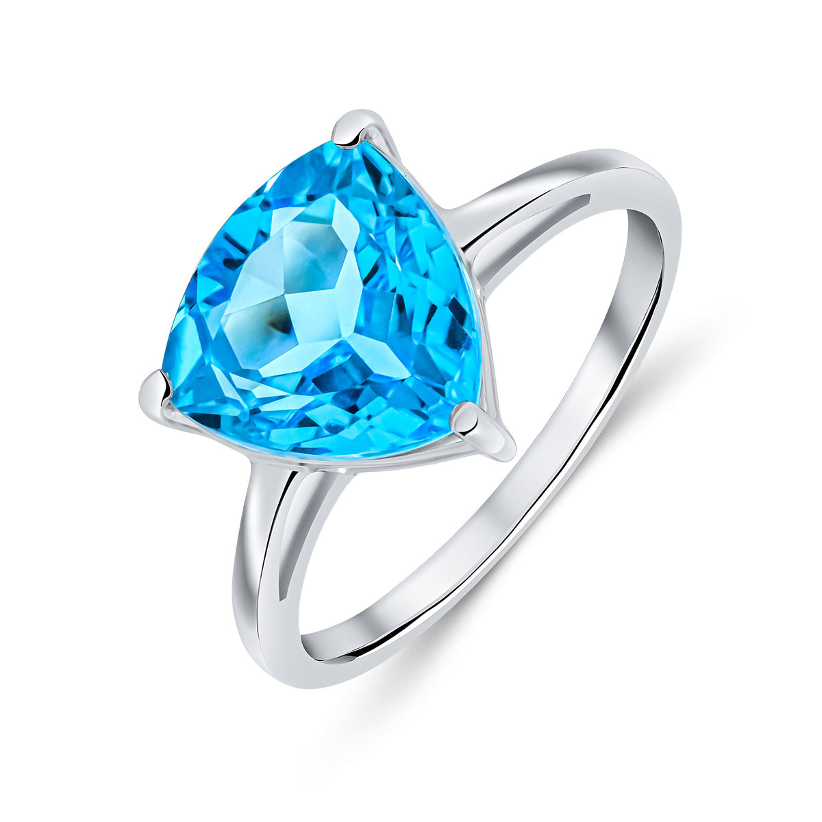 9CT WG 10MM TRILLIANT SWISS BLUE TOPAX CLAW SET SINGLE STONE RING