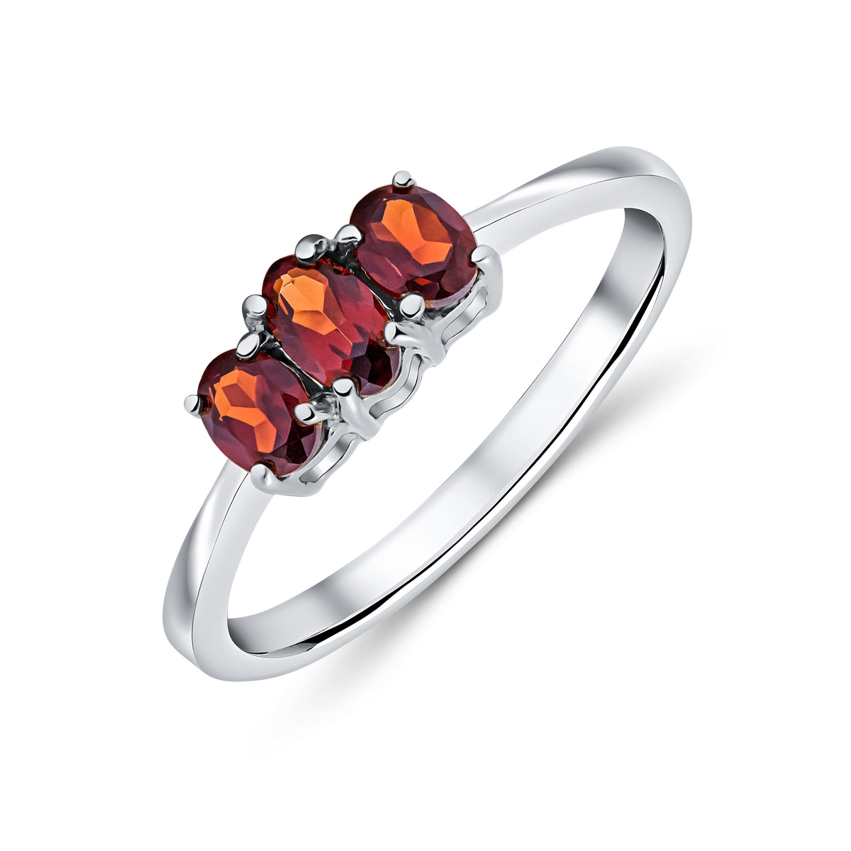 9CT WG OVAL GARNET 3ST CLAW SET RING