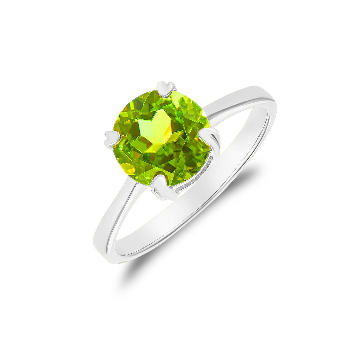 9WG 8MM ROUND PERIDOT SINGLE STONE CLAW RING