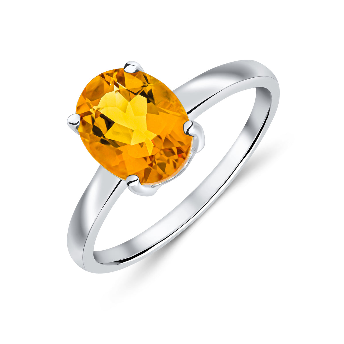 9CT WG 9X7MM OVAL CITRINE CLAW SET SINGLE STONE RING