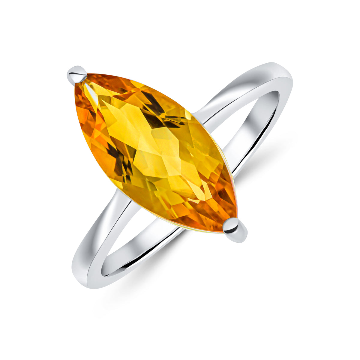 9CT WG 15X7MM MARQUISE CITRINE CLAW SET SINGLE STONE RING