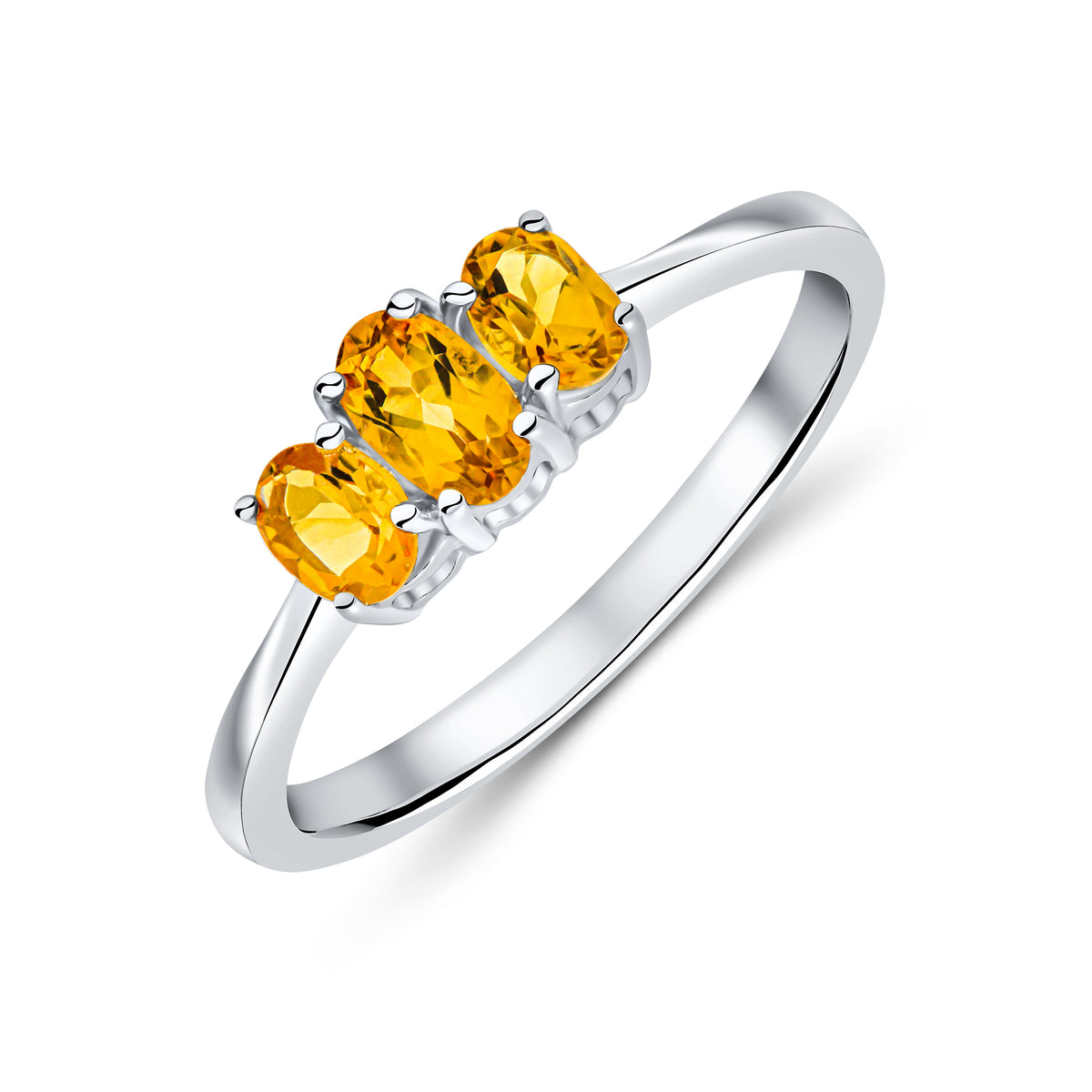 9CT WG OVAL CITRINE 3ST CLAW SET RING