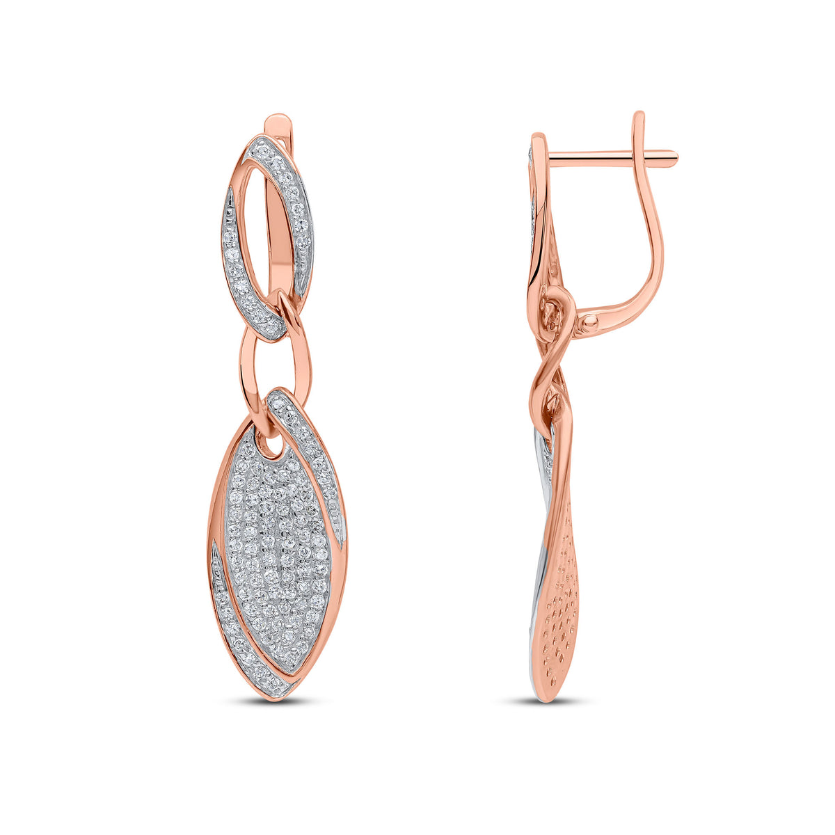 9RG.DIA LEAF DROP EARRING