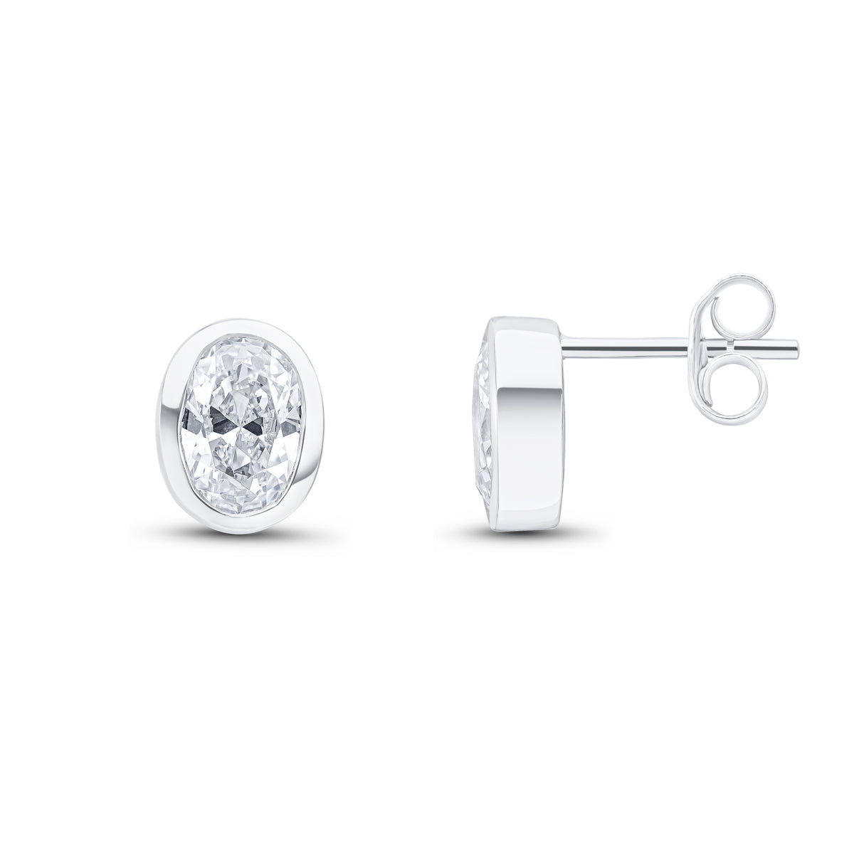 9CT WG 7X5 OVAL CZ RUBOVER EARRINGS - USE 33-10-096