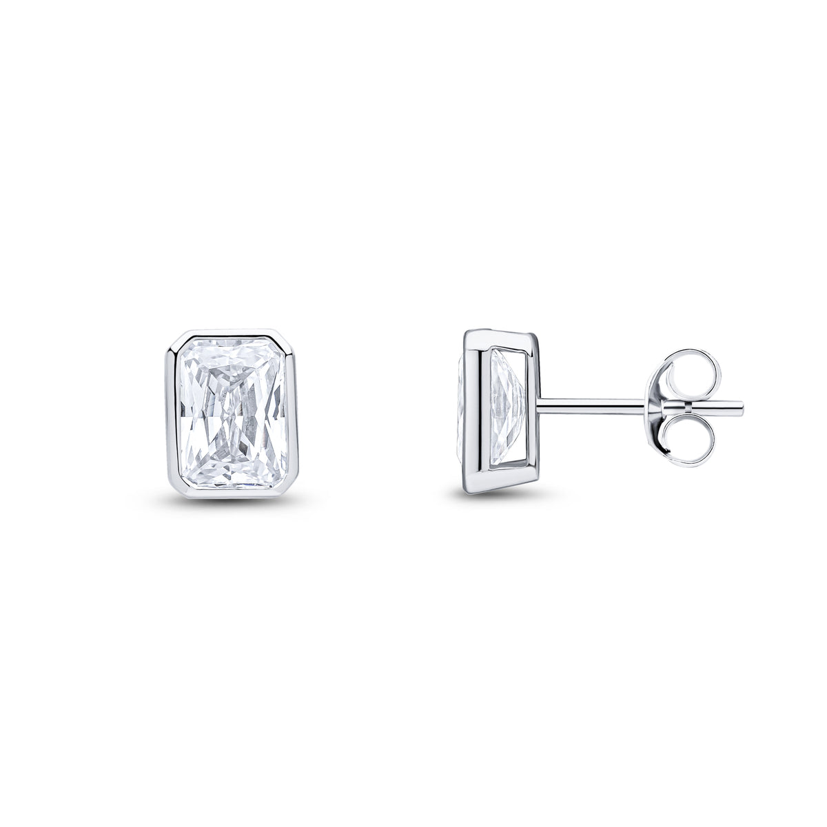 9CT WG 7X5 OCTAGON CZ RUBOVER SET EARRINGS
